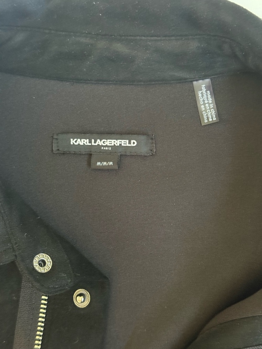Karl Lagerfeld Black Faux Suede Snap-Front & Zipper Shirt/Light Jacket Men's M - Picture 4 of 11